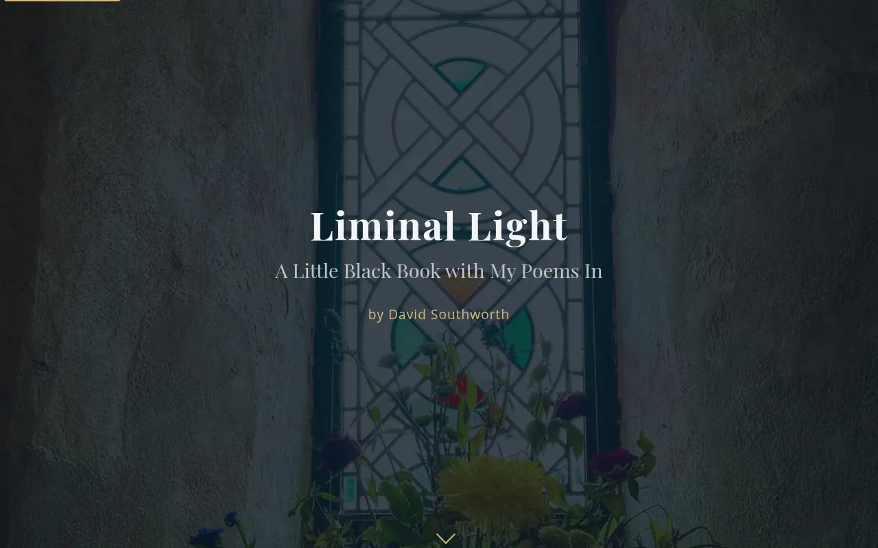 Screenshot of the Liminal Light poetry website by David Southworth